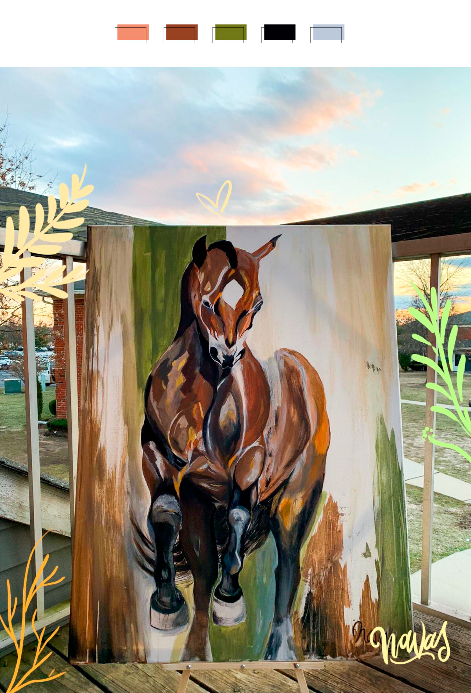 Horse-animals-Canvas artist painting EEUU New Jersey New York